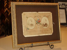 Original 1891 Wedding Certificate and folio-Archival hinge-mounted on solid rag, floated on a hand wrapped linen mat, spaced with a matching linen liner and finished with Museum glass.

CLICK FOR FULL SIZE